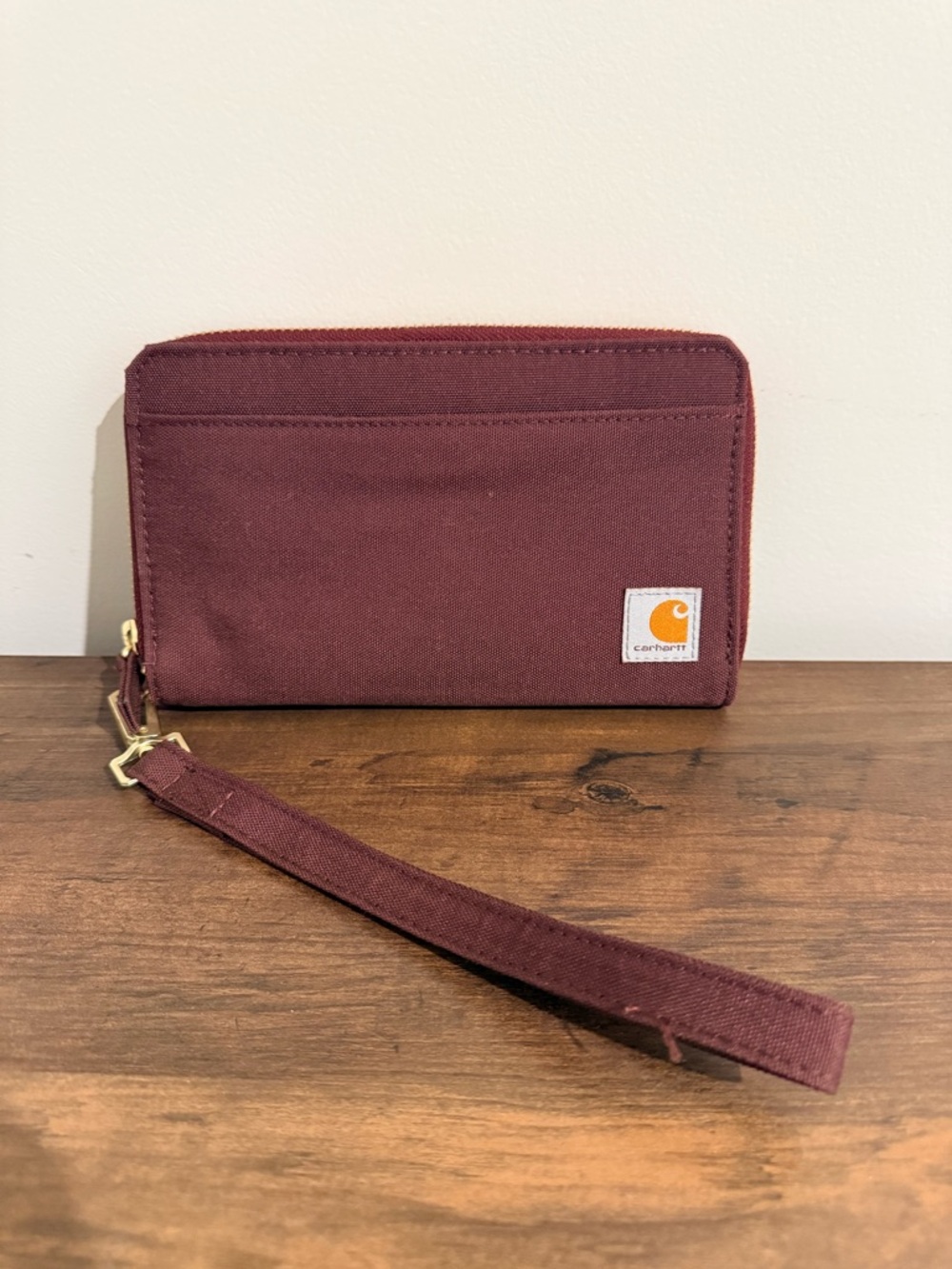 Carhartt Burgundy Canvas Wristlet with Removable Strap